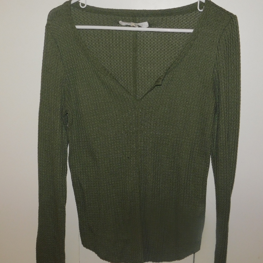 green knit v-neck